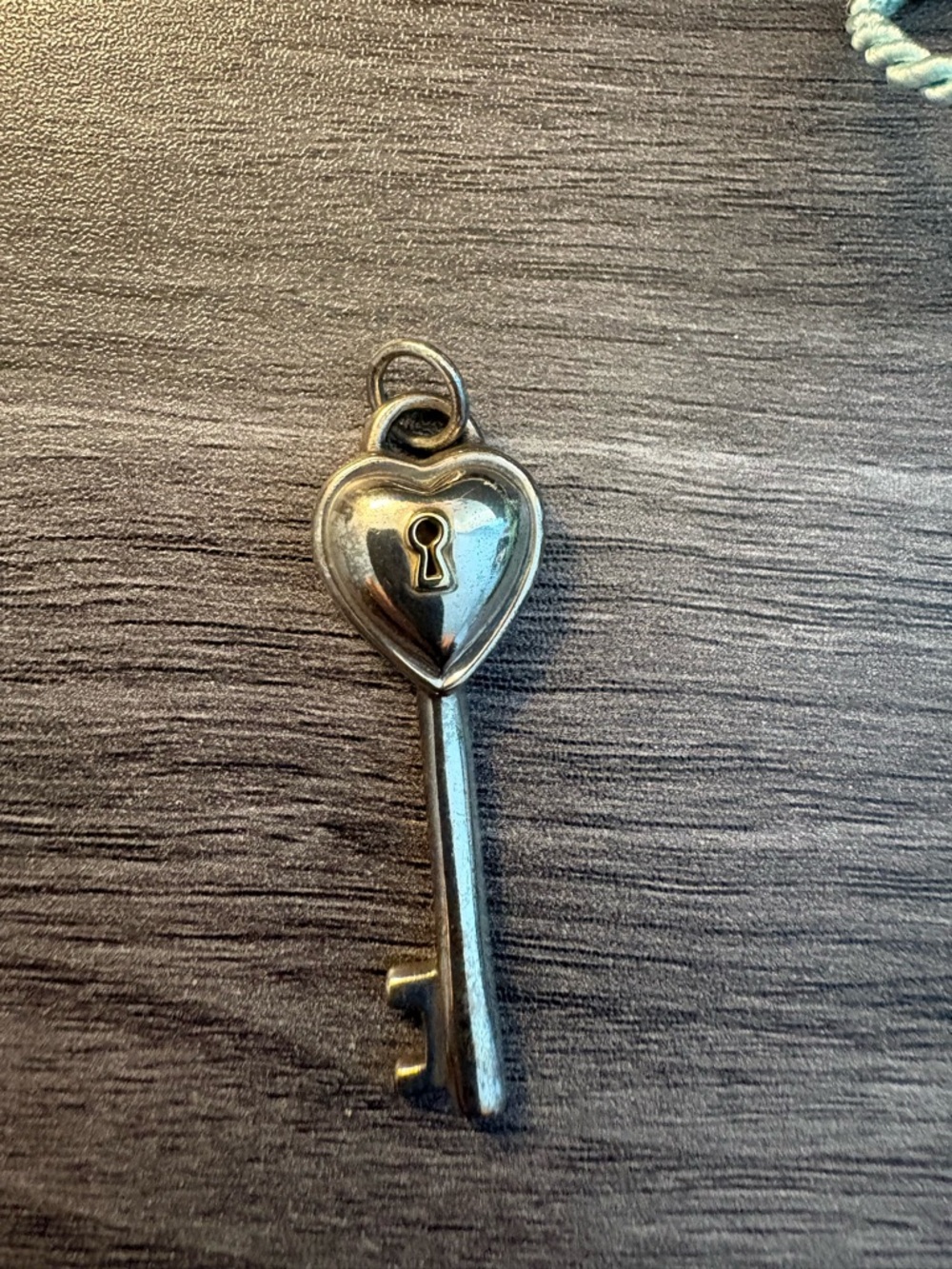 Authentic Tiffany & Co Heart Key Pendant Charm 925 Sterling Silver w/ Pouch